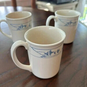 Corning Corelle Mug First of Spring Pattern Set of 3. 2 stamped & 1 raised name